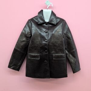 H&M Women's Long Sleeves Collared Coated Jacket XXS Dark Brown